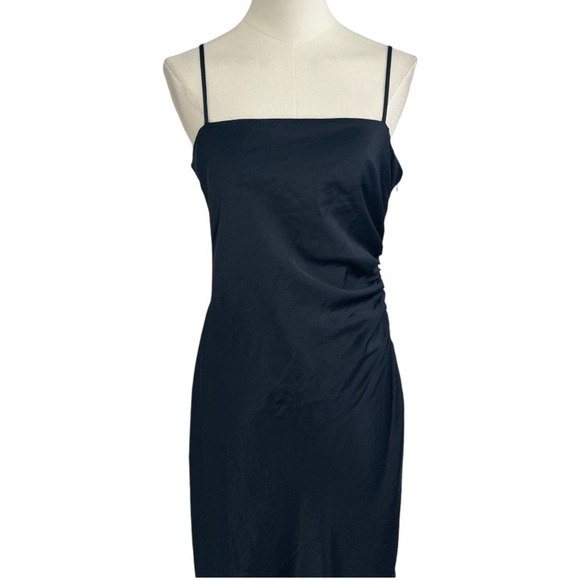 HOUSE OF HARLOW 1960 Navy Satiny‎ Silku Midi Dress Party Holiday Wedding Size M - Picture 4 of 9